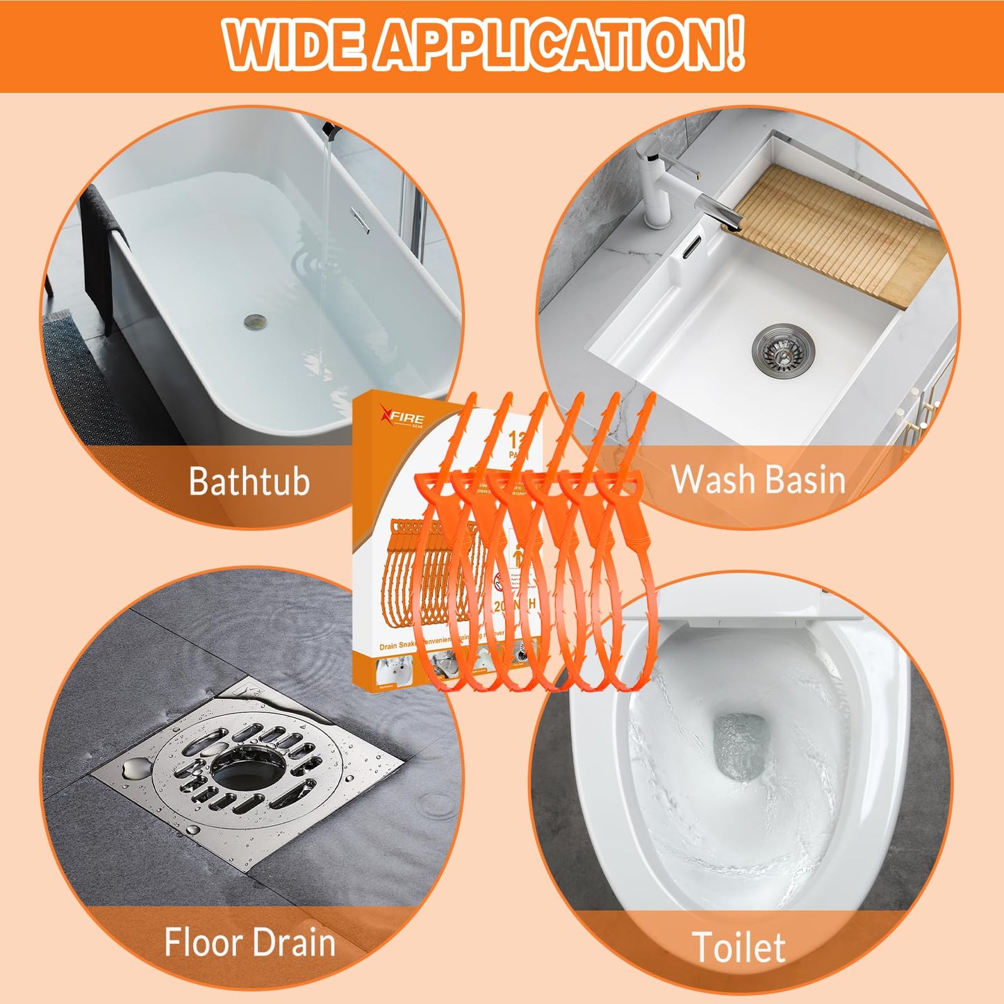 12 PCS Drain Snake, Drain Hair Remover, Sink Snake Drain Auger Cleaner Tool For Bath Tub, Toilet, Kitchen Sink(20 In)