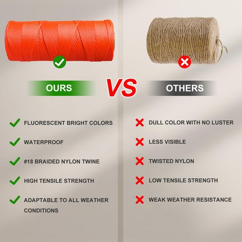 BSRHOME Reloadable Line Reel,Mason Line String Line,600 Ft Length Nylon Twine,18 Braided Nylon String for Gardening Or Masonry Tools,Twine String for Gardening,Yellow