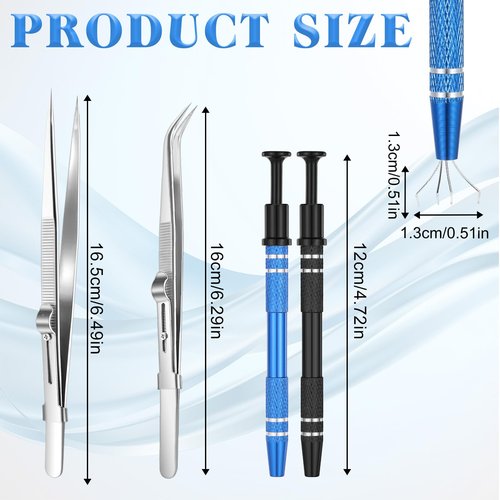 4PCS Ball Grabber Piercing, Diamond Tweezers Gem Stone Jewelry Locking Tweezers Precision Stainless Steel Diamond Claw Holder Pick up Tool for Jewelry Making Tiny Objects Electronic Components