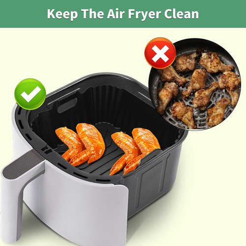 Air Fryer Silicone Liners Square for Ninja Air Fryer AF141 AF142 AF181 5-6.5QT, 3 Pack Reusable Silicone Pot Baking Accessories for Cosori 6QT, Instant, Chefman 5QT to 8QT AirFryer, 2 In 1 Liners