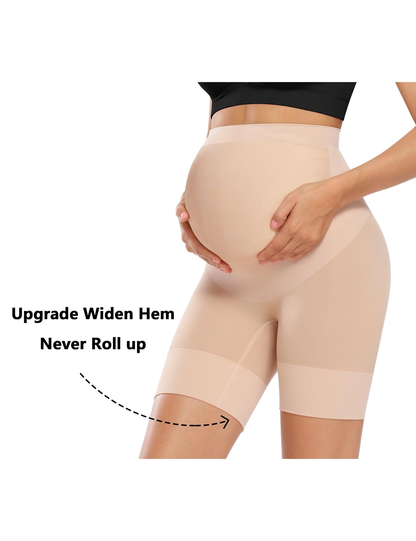 Peauty Maternity Shapewear Underwear for Under Dresses Belly Bands Pregnant Women Pregnancy Belly Band Pregnancy Shapewear Shorts Summer Maternity Dress Clothes Baby Shower Photoshoot (Nude L)