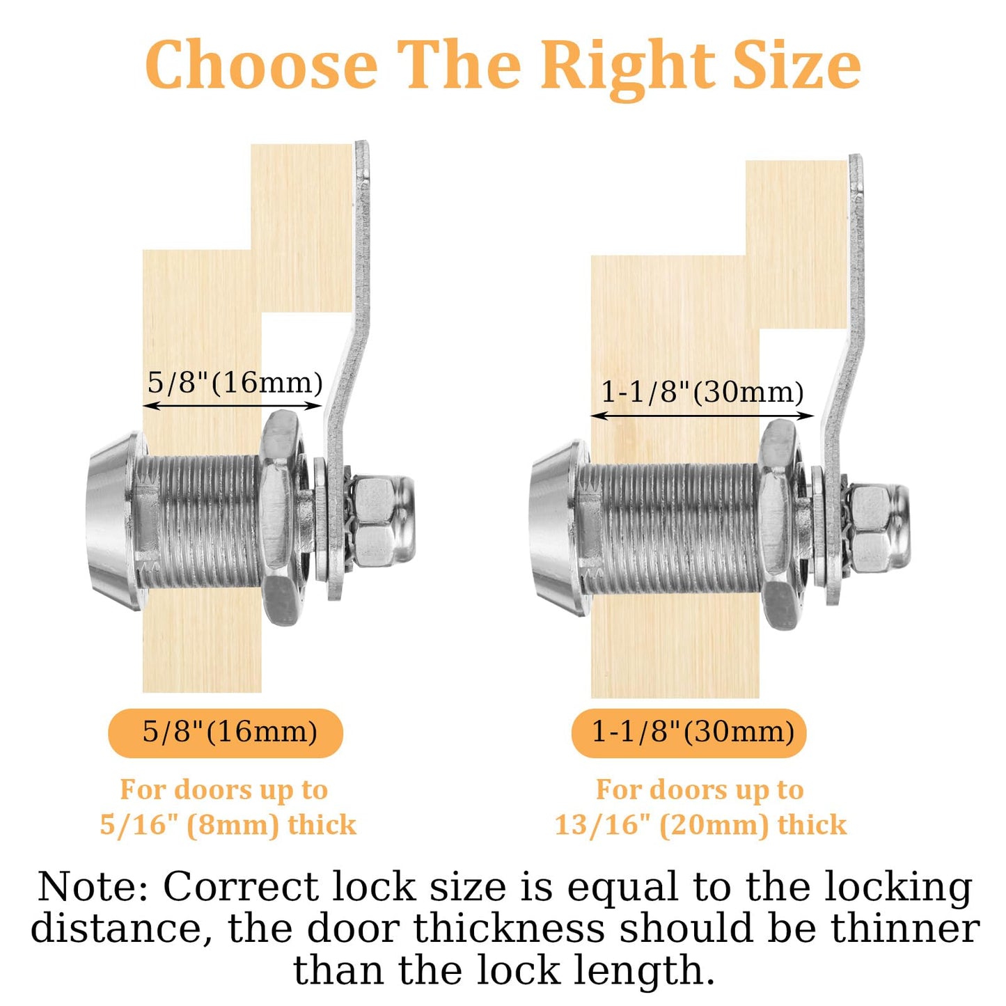 General Lock Replacement 5/8" Cabinet Cam Lock Keyed Alike Tool Box Locks with Keys Hook Cams Toolbox Locks for RV Storage Compartment Door Tool Cart Mailbox