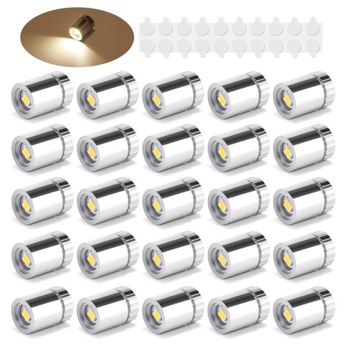 TAYSING 20 Pack Small Spotlight Battery Operated LED Lights Cordless Miniature Spot Light for Artwork, Paintings, Jewelry, Display Cases, handicrafts, Models, Toys, Puzzles(Warm White)