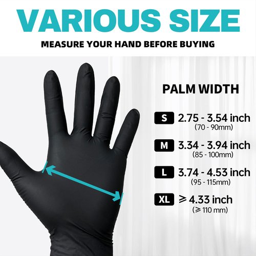 Beastek Black Nitrile Exam Gloves, 4.0 Mil, 100 Pcs Disposable Gloves Powder-Free Latex-Free for Medical, Cooking, Food-Safe (Medium)