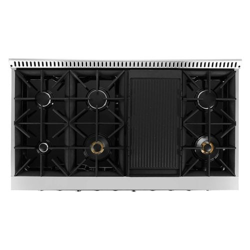 COSMO COS-DFRP488K 48 in. Lumin Collection 5.5 cu. ft. Double Oven Dual Fuel Range with 8 Burners, Cast Iron Grates in Stainless Steel