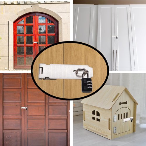 Tanbupu 2Pcs Door Locks Hasp Latch,5 Inch 304 Stainless Steel Safety Packlock Clasp Hasp Lock Latch,Hinge Lock Padlock with Screws for Gates,Doors,Cabinets, Closets and More