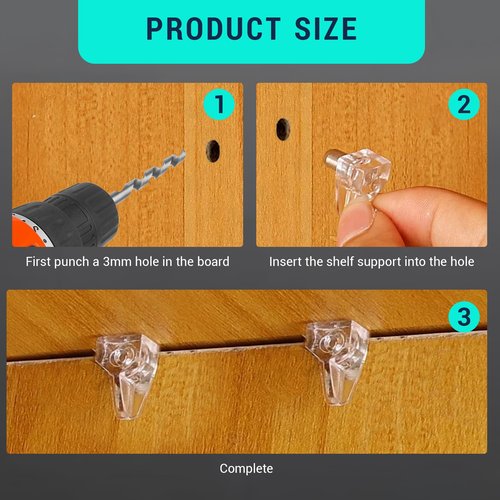Qiyuda 30 Pcs Cabinet Shelf Support Pegs, 5mm Clear Plastic Wood Shelves Shelf Support Pins Shelf Holder Replacement Peg