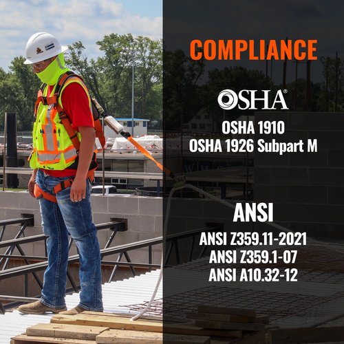 Malta Dynamics 50’ Roofer's Safety Bucket Kit – Warthog Pass-Thru Safety Harness, Reusable Roof Anchor, and 50’ Vertical Lifeline Assembly, OSHA/ANSI Compliant