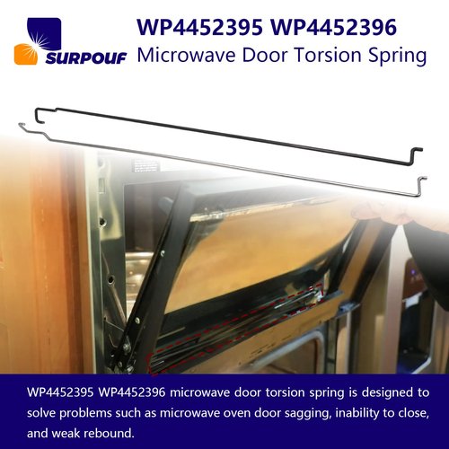 WP4452395 WP4452396 Microwave Door Torsion Spring 4452395 4452396 (Left and Right, Stainless Models) for Kitchen Aid Whirlpool