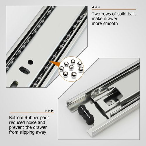 LONTAN Heavy Duty Full Extension Ball Bearing Drawer Slides 8 10 12 14 16 18 20 22 24 Inch Side Mount File Cabinet Rails Dresser Runner Kitchen Cabinet Drawer Glides 100 LB Capacity (10 inch，1 Pair)