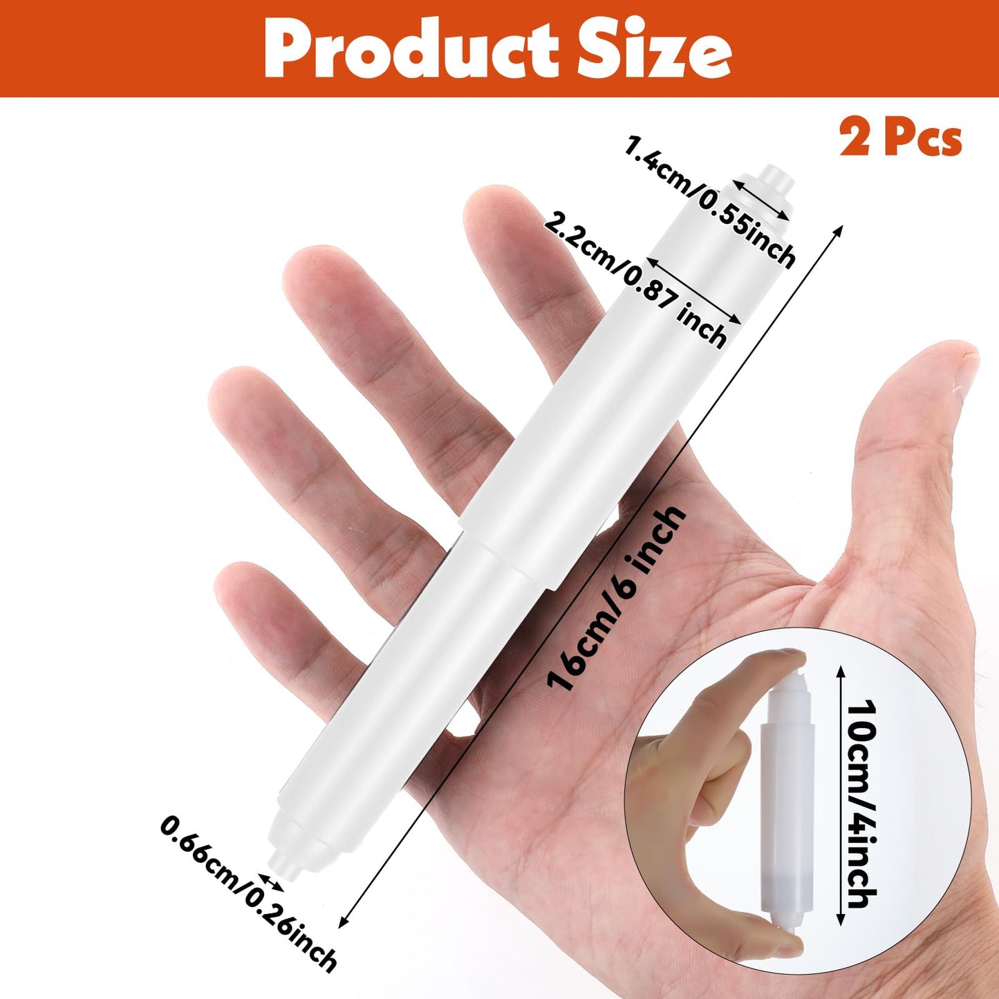 2Pcs Replacement Toilet Paper Holder Roller, Adjustable Toilet Papers Roll Holder, Universal Toilets Paper Spring Rod, Plastic Tissue Spindle for Toilets Bathrooms(White)