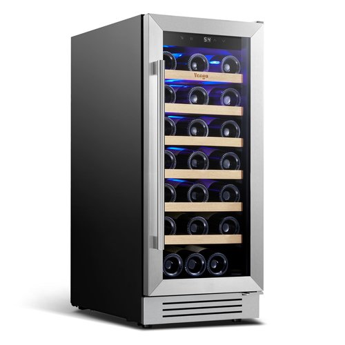 Yeego Wine Fridge - 15 inch 33 Bottles 40-65℉ Temperature Touch Control, Built-In/Under Counter/Freestanding Wine Cooler Refrigerator with Glass Door, Perfect for Bar, Home, Kitchen Cabinet, Office