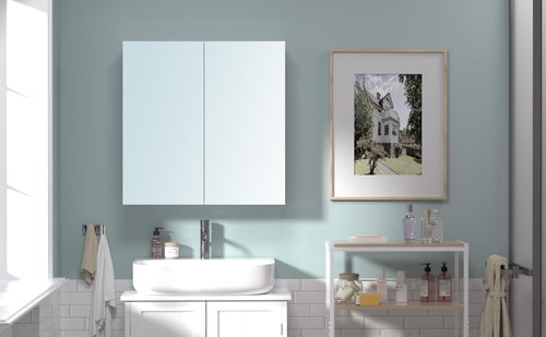 Réflexon 24x24 Bathroom Wall Cabinet, Saver Storage Cabinet, Moisture-Resistant Wood, Medicine Cabinet with 2 Door and Adjustable Shelves，Flat-Pack Design – Assembly Required