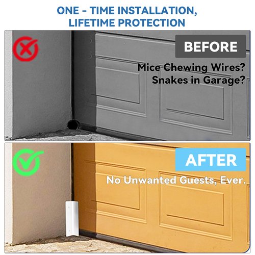 2 Pcs Garage Door Mouse Guard - Garage Door Seal Guards Rustproof Side Seal - ONE-TIME Install Blocks Rats/Snakes/Leaves/Moisture - Heavy Duty for Residential & Commercial Use