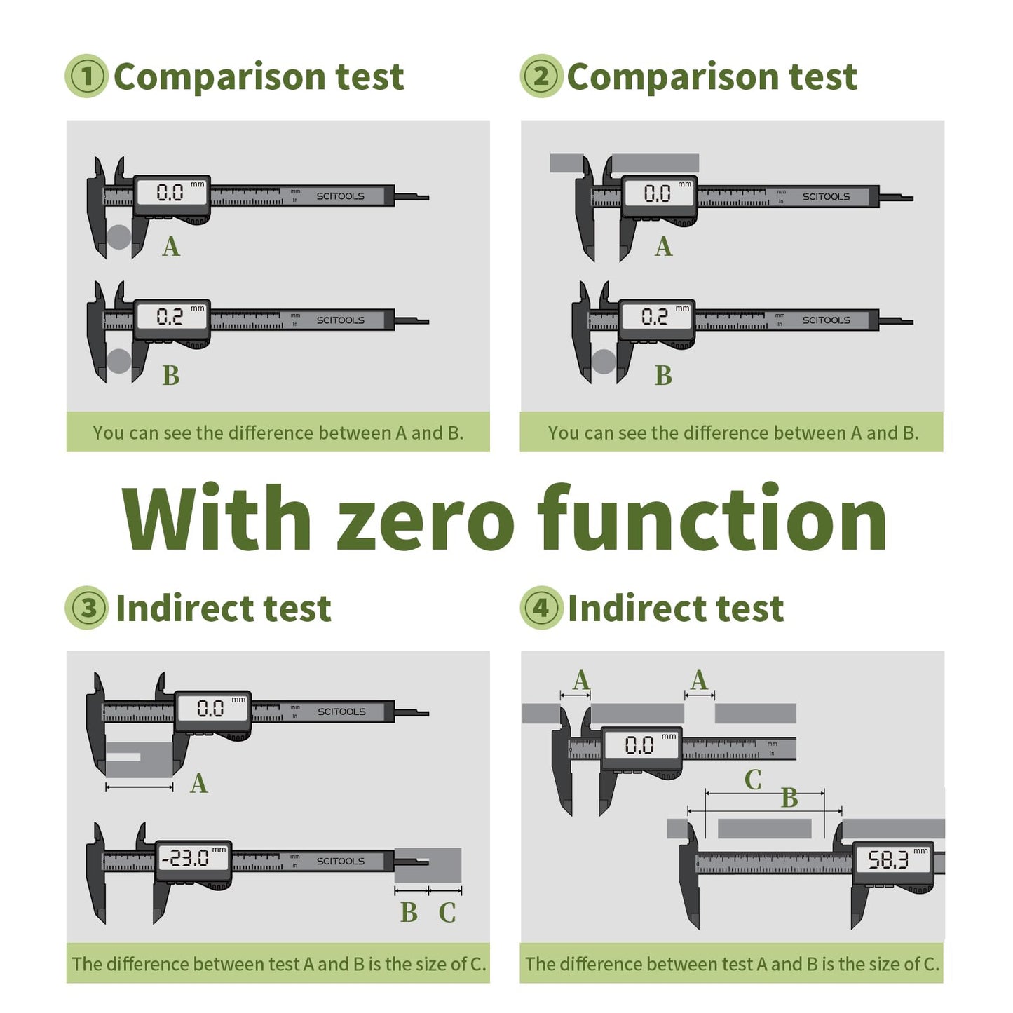 SCITOOLS All-Metal Digital Caliper 0-8" Measuring Tool, Micrometer Caliper with Auto-Off Feature, Interchangeable Between inches and millimeters for DIY/Household and 3D Printing