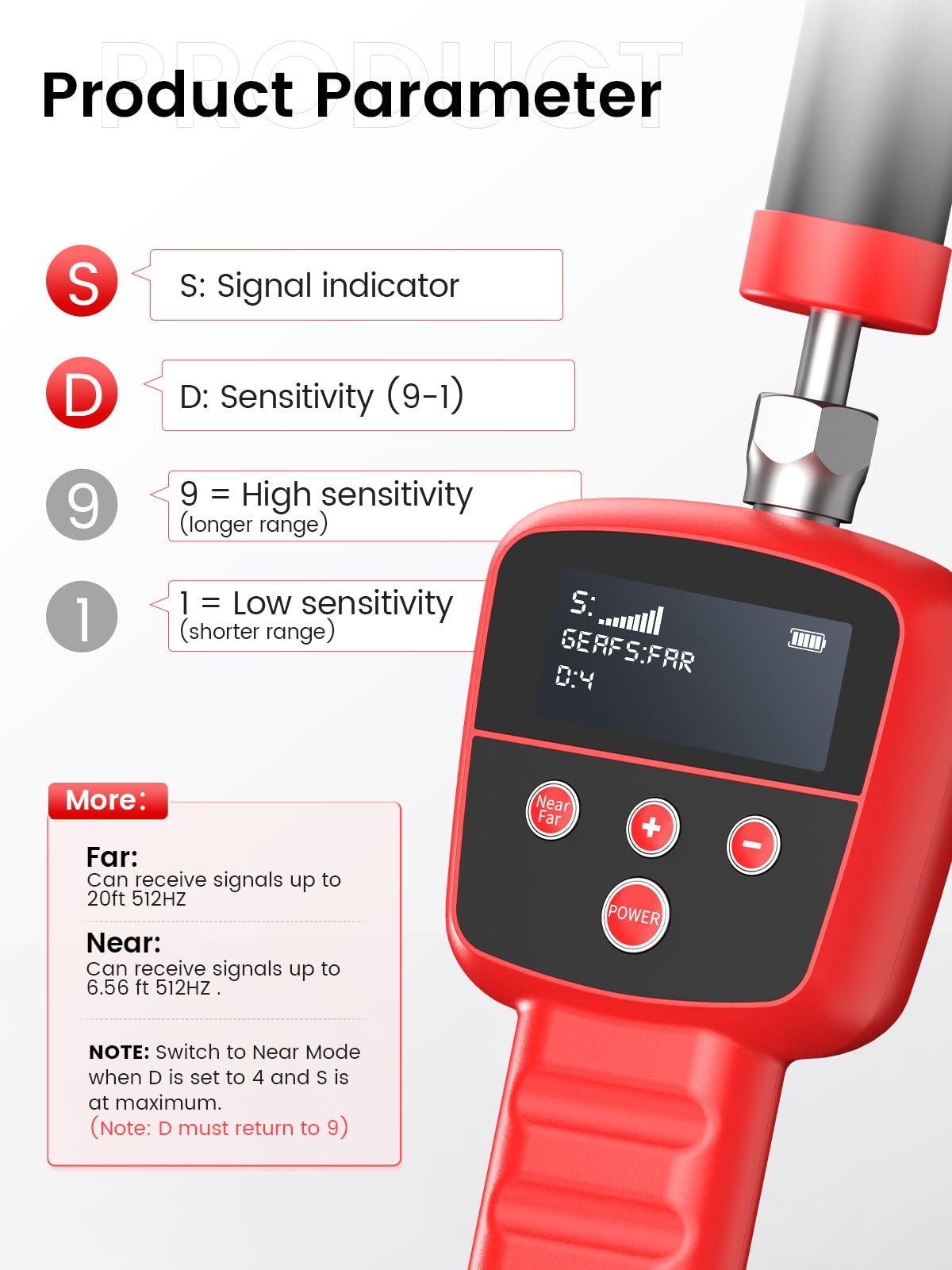 Oiiwak 512Hz Pipe Locators Receiver, Underground Pipe Sewer Inspection Drain Locator with LED Screen Portable and Durable with Headphones for Construction & Plumbing