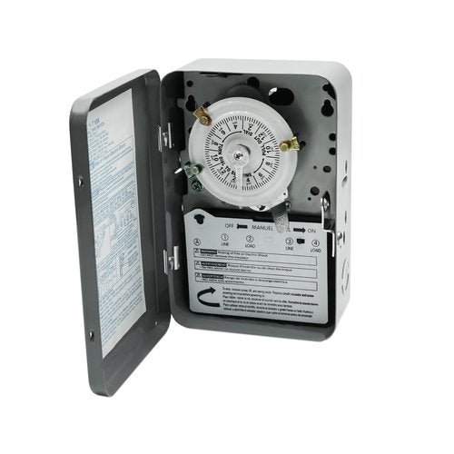 T104 Electromechanical Timer Switch,40A Load Capacity,1-12 Cycles Per Day - Manual Override,Versatile Scheduling