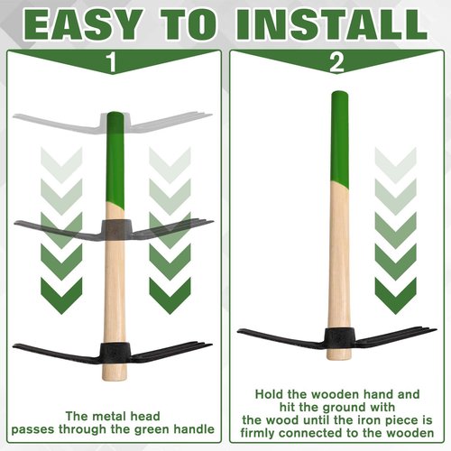 SPEEDWOX Hoe and Cultivator Hand Tiller Hoe Cultivator 2 in 1 Hand Garden Tools with Wooden Handle Sturdy 3 Claw Tiller Carbon Steel Heavy Duty for Loosening Soil, Weeding, Cultivating and Digging