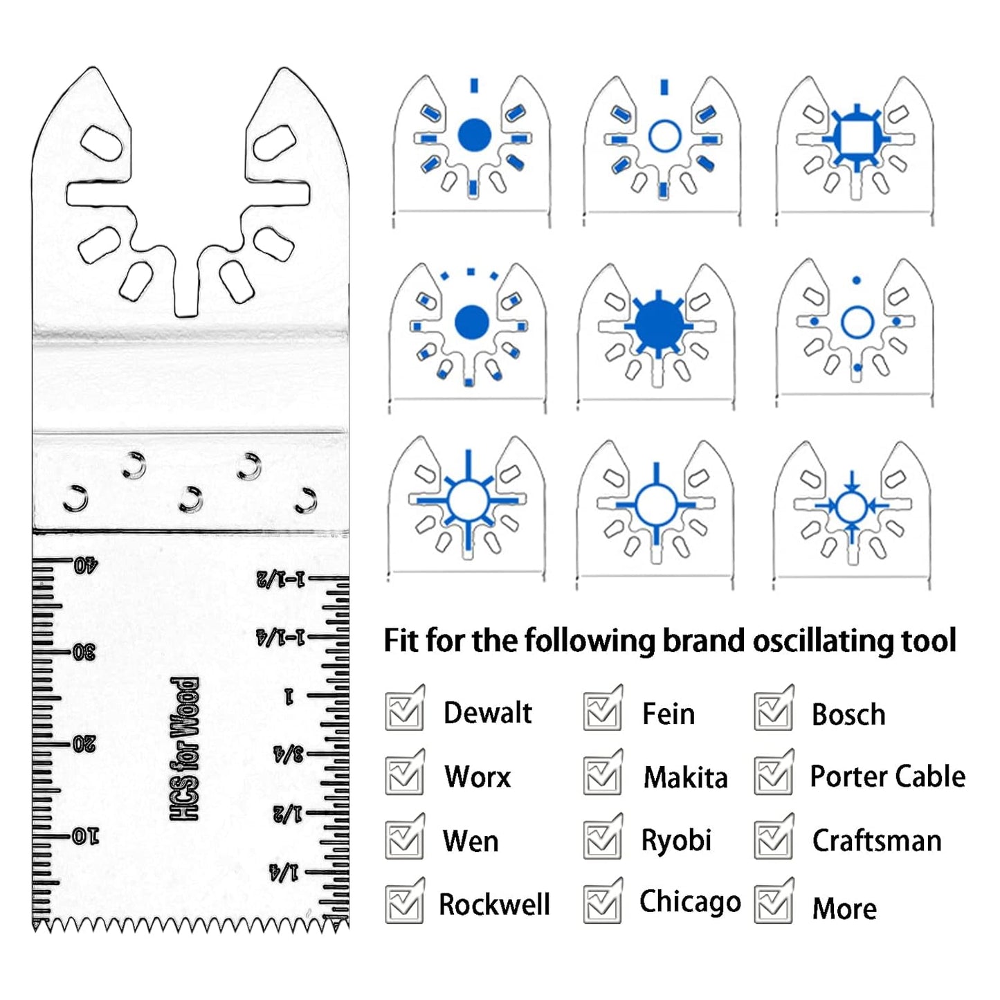 55 PCS Oscillating Saw Blades Quick Release Universal oscillating Tool Blades Wood Plastics and Metal Multitool Blade Kits for Wood fit Dewalt Rockwell Milwaukee Makita Ryobi