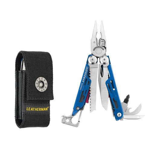LEATHERMAN, Signal, 19-in-1 Multi-tool for Outdoors, Camping, Hiking, Fishing, Survival, Durable & Lightweight EDC, Made in the USA, Blue/Red