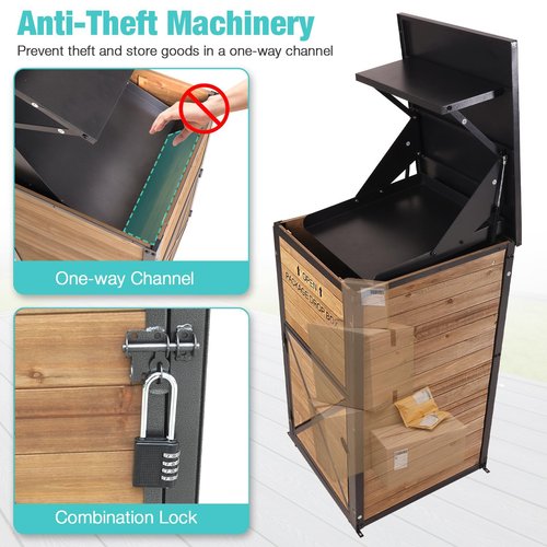 Suumerpety Package Delivery Boxes for Outside Metal Frame Large Parcel Drop Box with Combination Lock and One-Way Access Channel, Secure Anti Theft Mailboxes for Porch Curbside