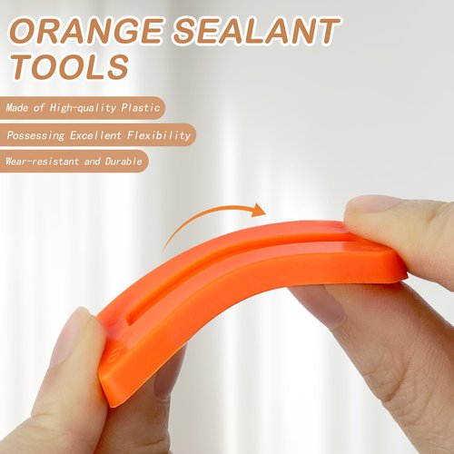 Quacc 4 PCS Caulking Tool Set, Reusable Sealant Grout Finishing Tools Caulk Removal Applicator for Kitchen, Bathroom, Window, Floor, Sink Joint - Orange