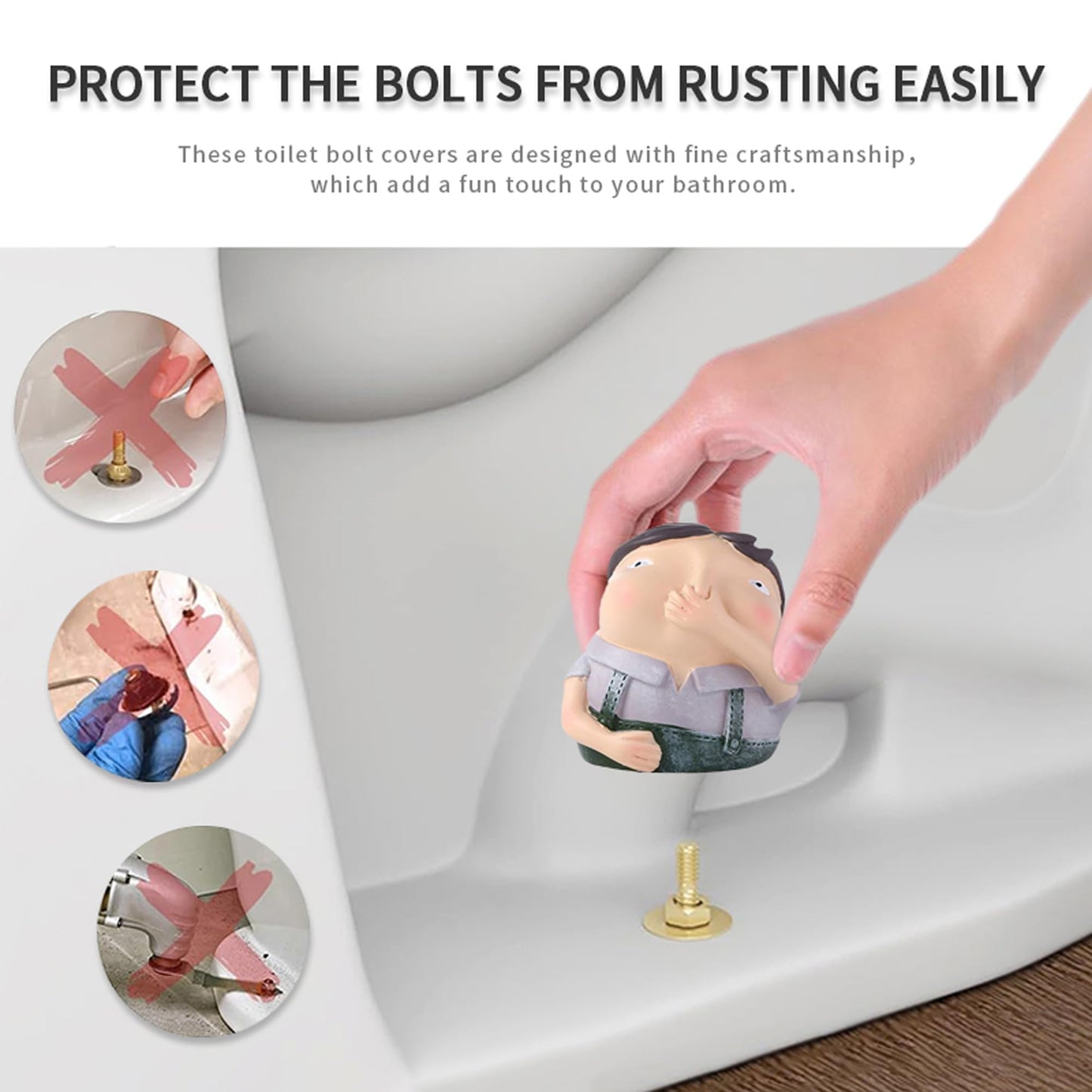 Joogour Decorative Toilet Bolt Covers, 2PCS Toilet Bolt Caps Decorative, Resin Knob Covers for Bottom, Bowl Caps Easy Installation Replacement Parts