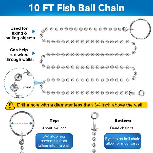 Feekoon Wet Noodle & Retriever Flexible Magnetic Pickup Tool, Bead Chain Fishing Flexible Magnetic Retriever Expandable Retrieval Hook for Wire Through Wall Wiring, Item Pickup