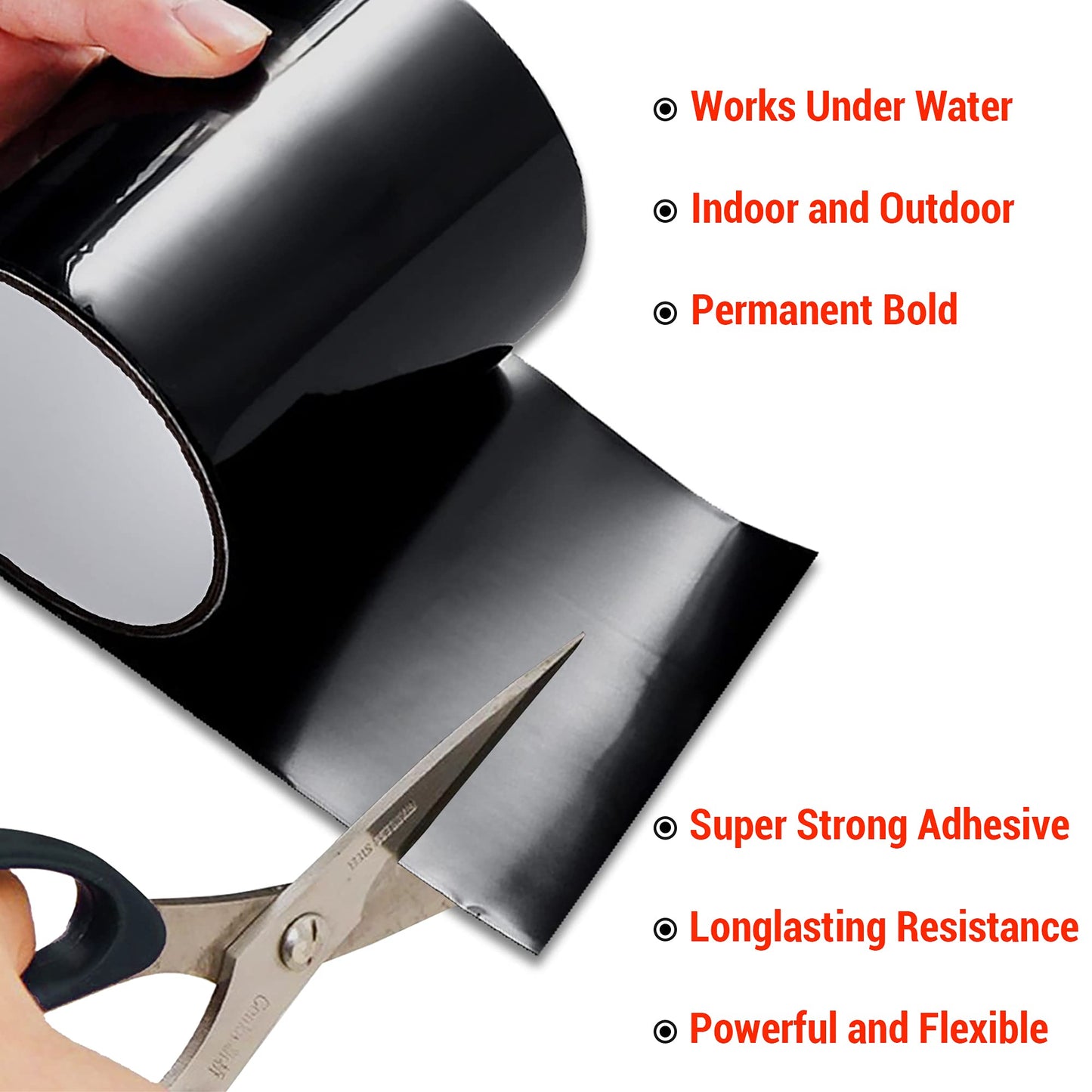 CANOPUS Patch and Seal Tape, Waterproof Tape for Indoor & Outdoor Use, Heavy Duty Thick Rubberized Repair Tape, Fix Leaks on Hoses, Pipes, Gutters, Roofs, Boats, Pools, 4" x 5' Black