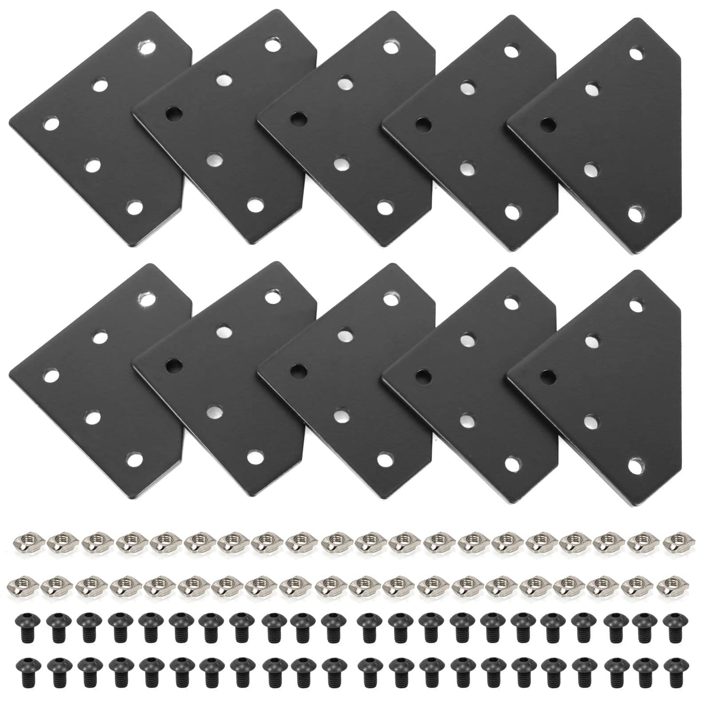 SeekLiny 2020 Aluminum Extrusion Connector Bracket Set Included 8PCS Joint Plates,1Pcs M3 Wrench,40Pcs M5 T-Slot Nuts and 40Pcs M5x8mm Screws for 2020 Series Aluminum Profile 3D Printer Frame