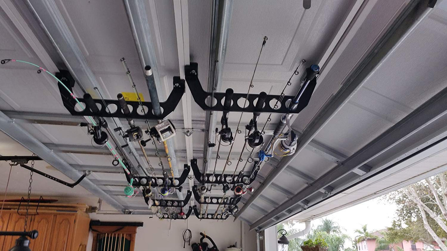 Cobra Storage Garage Door Storage Rack - 21" Black ABS Plastic Fishing Rod Holder - Ultimate Garage Organization for Fishing Gear and Equipment, Saltwater Fishing Gear