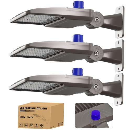 JC-LGL 200W LED Parking Lot Light,28000LM 5000K LED Parking Lot Lights Outdoor, Adjustable Arm Mount,IP65 Waterproof,100-277V Commercial LED Area Security Light for Parking Lot,Stadium,Yard,Roadways