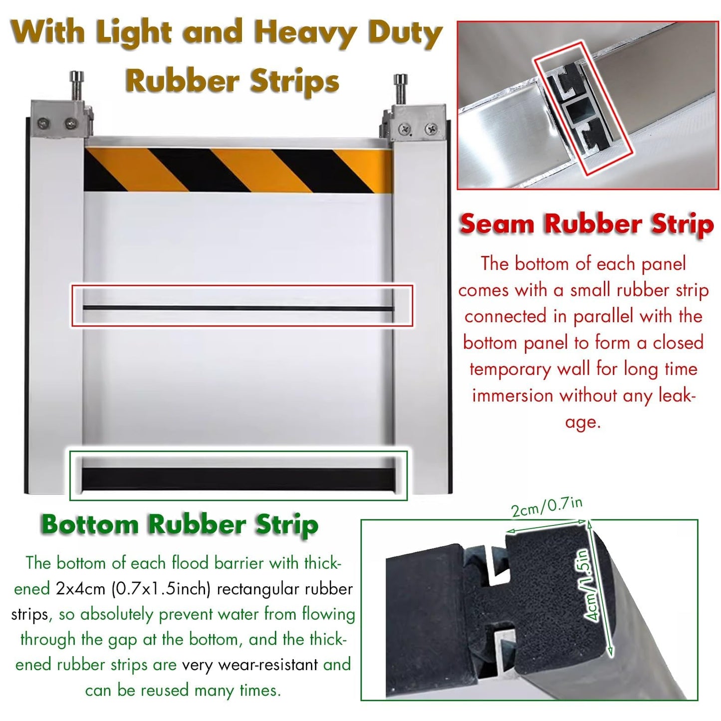 Flood Water Barrier Door Wide Basement Windows Warehouse Street Temporary Dams/Detachable Mobile Rain Water Baffle, Aluminum Flooding Wall,H 80cm/2.6ft,W 3FT/91CM