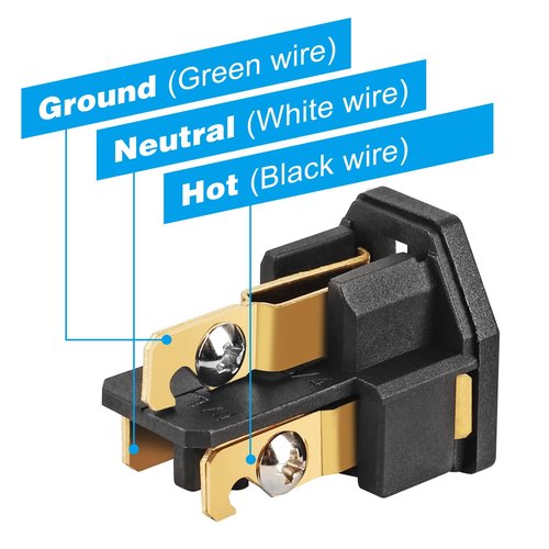 TENINYU 2-Pole, 3 Wire Grounding Plug Female Extension Cord Straight Blade Plug Replacement Electrical Connector End, 15A 125V Black,3Pack (Female)