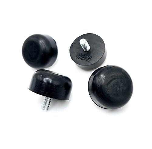 10-24 Screw in Equipment Foot Spacer Leveler 1" Round Threaded Stud Bumper Feet with #10 x 3/8" Galvanized Steel Screw for Machinery, Tools, Furniture, Outdoors, and Shop Tables (4 Pack)
