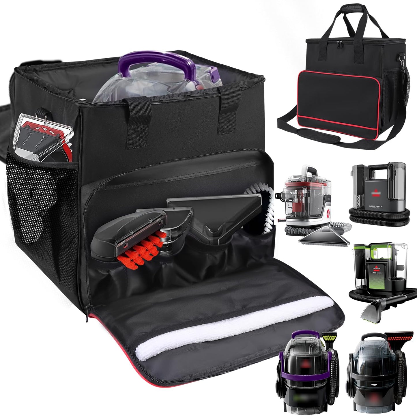 QWARVEL Storage Case for Bissell Carpet Cleaner Machine 3682/2458/3624/3860/Hoover Carpet Cleaner FH14050, Carry Bag Compatible with Bissell Upholstery Steamer Portable Steam Cleaner Storage Bag Only