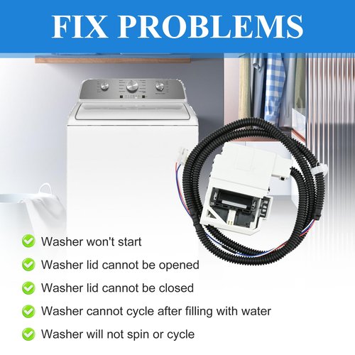 W11670519 AP7214714 W11368616 Washer Lid Lock, Washing Machine Lid Lock Latch Assembly (3 Wire) Compatible with Whirlpool & may-tag MVW4505MW0, MVW4505MW1, etc. Part Number: PD00085482,4981394, etc.