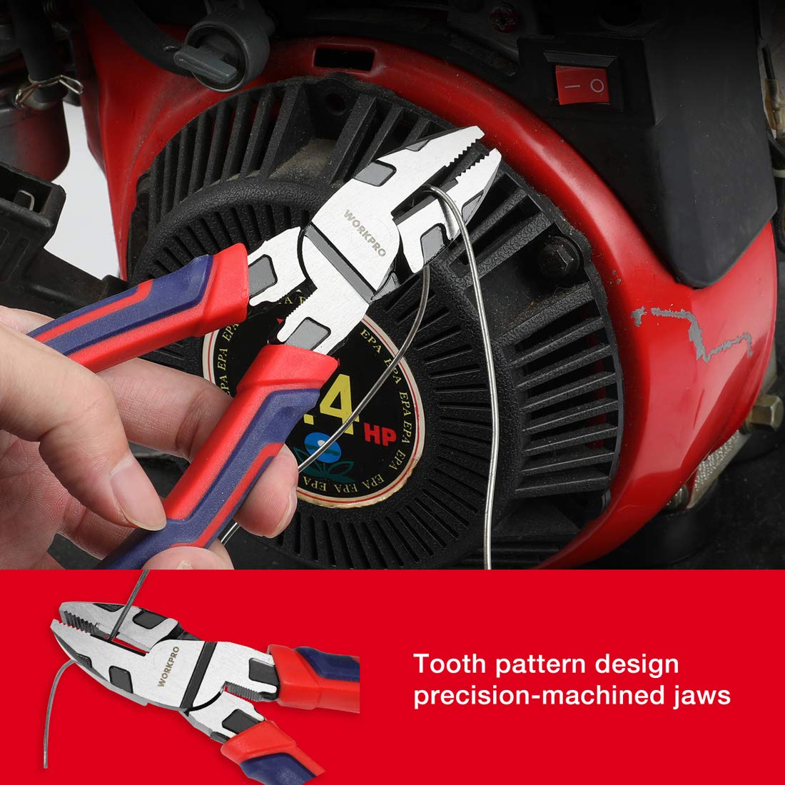 WORKPRO 8-Inch Linesman Pliers in CRV Steel for Twisting and Cutting Wires, Clamping Screws