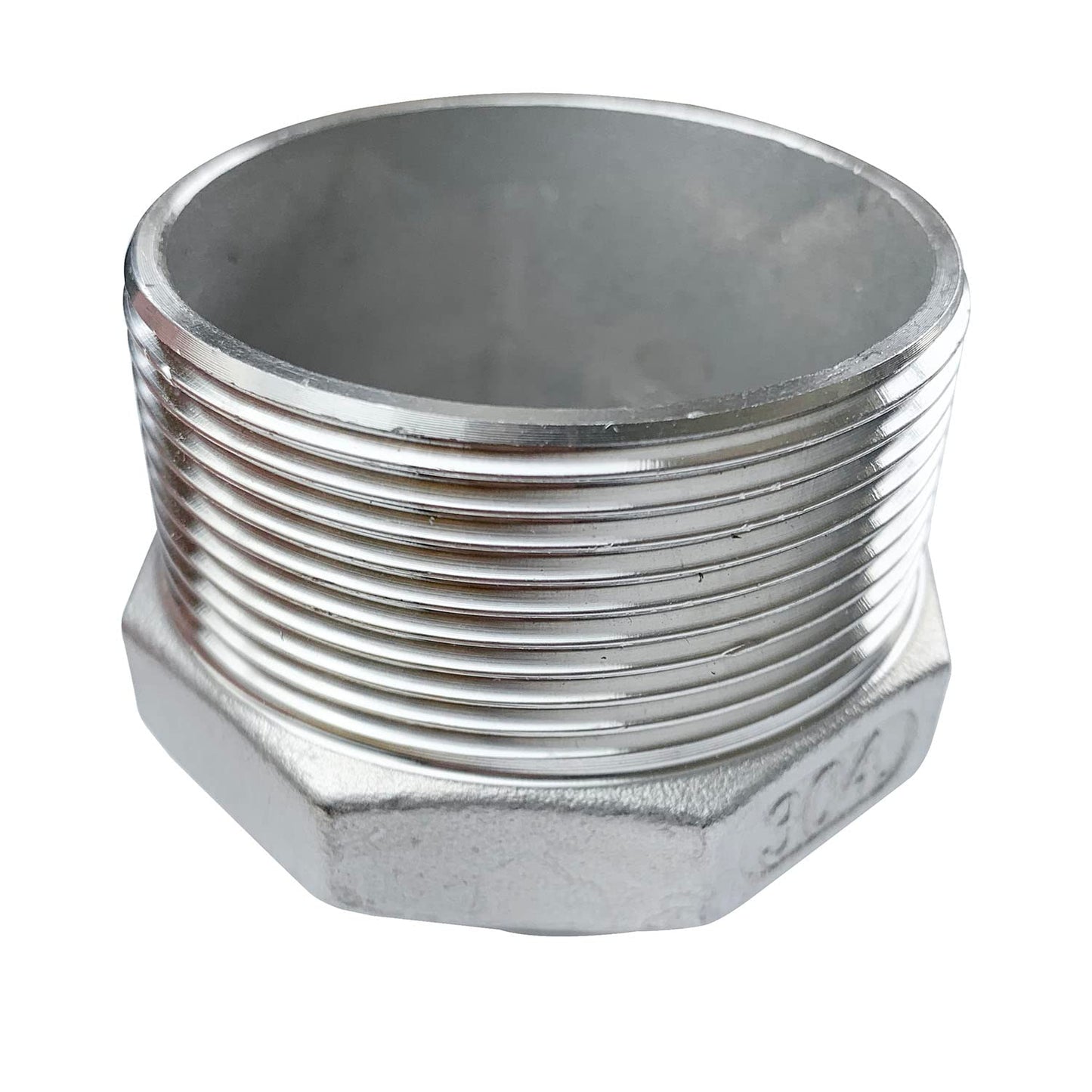 LOZOME 2" x 1" Male Hex Nipple Threaded Reducer Connector Pipe Fitting Adapter,Stainless Steel 304 NPT
