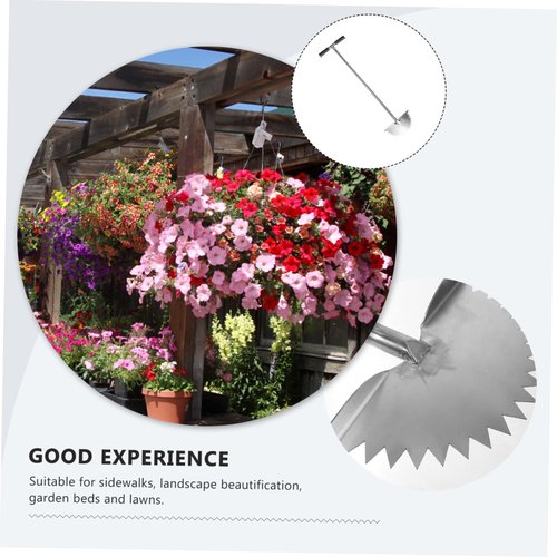 Totority Handheld Grass Edger Tool Half Moon Trimmer for Lawn Care Sidewalk and Driveway Edging Gardening Edger with Long Handle for Landscape Maintenance