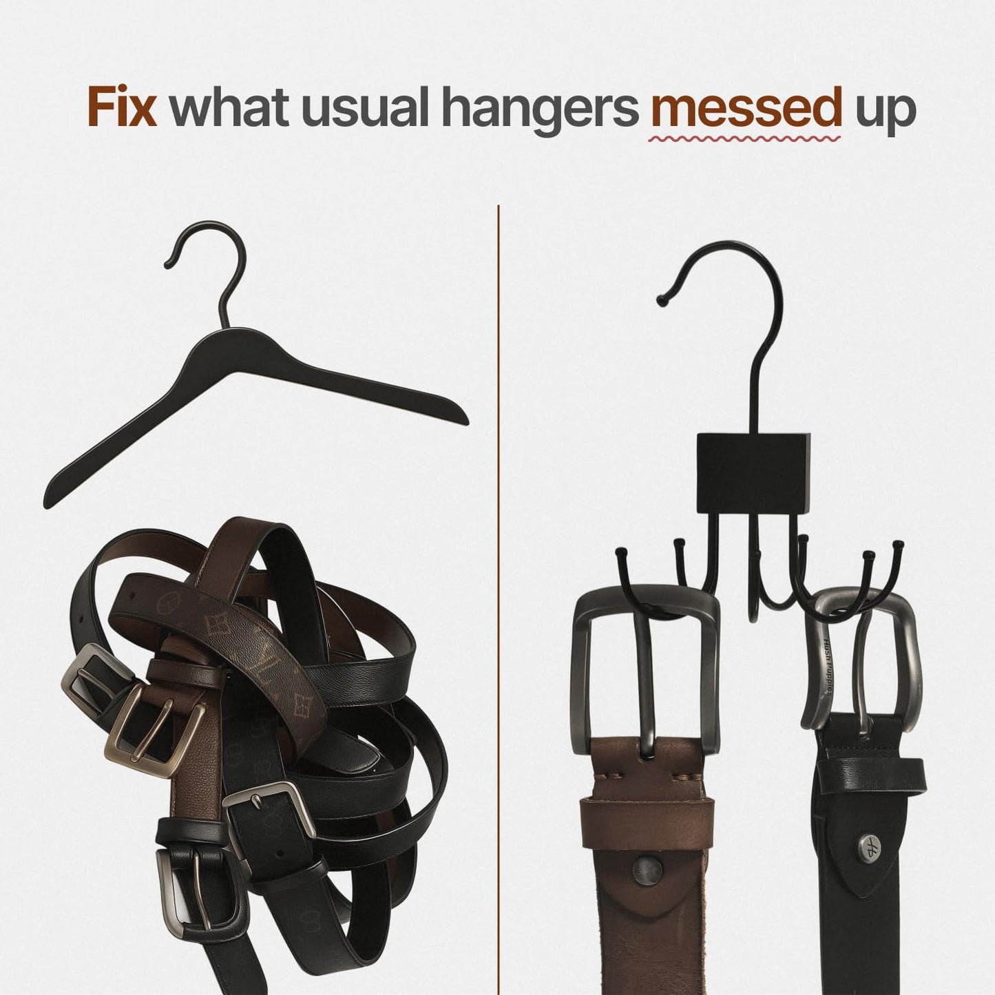 AHHOMATATA Belt Hanger for Closet 2Pcs | Sleek Black Belts Organizer, Minimalist Belt Display Rack & Holder, Modern Closet Hangers & Storage Solution, Perfect Closet Organizers for Tank Top,Scarf,Bra