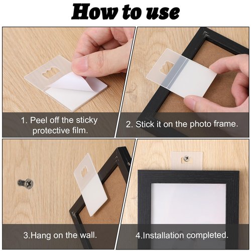 30PCS Adhesive Picture Hangers Without Nails, Plastic Sawtooth Wall Hangers, No Nail Stick on Poster Hanging No Hole Damage Free Picture Hanger Frame Hooks for Back of Frames