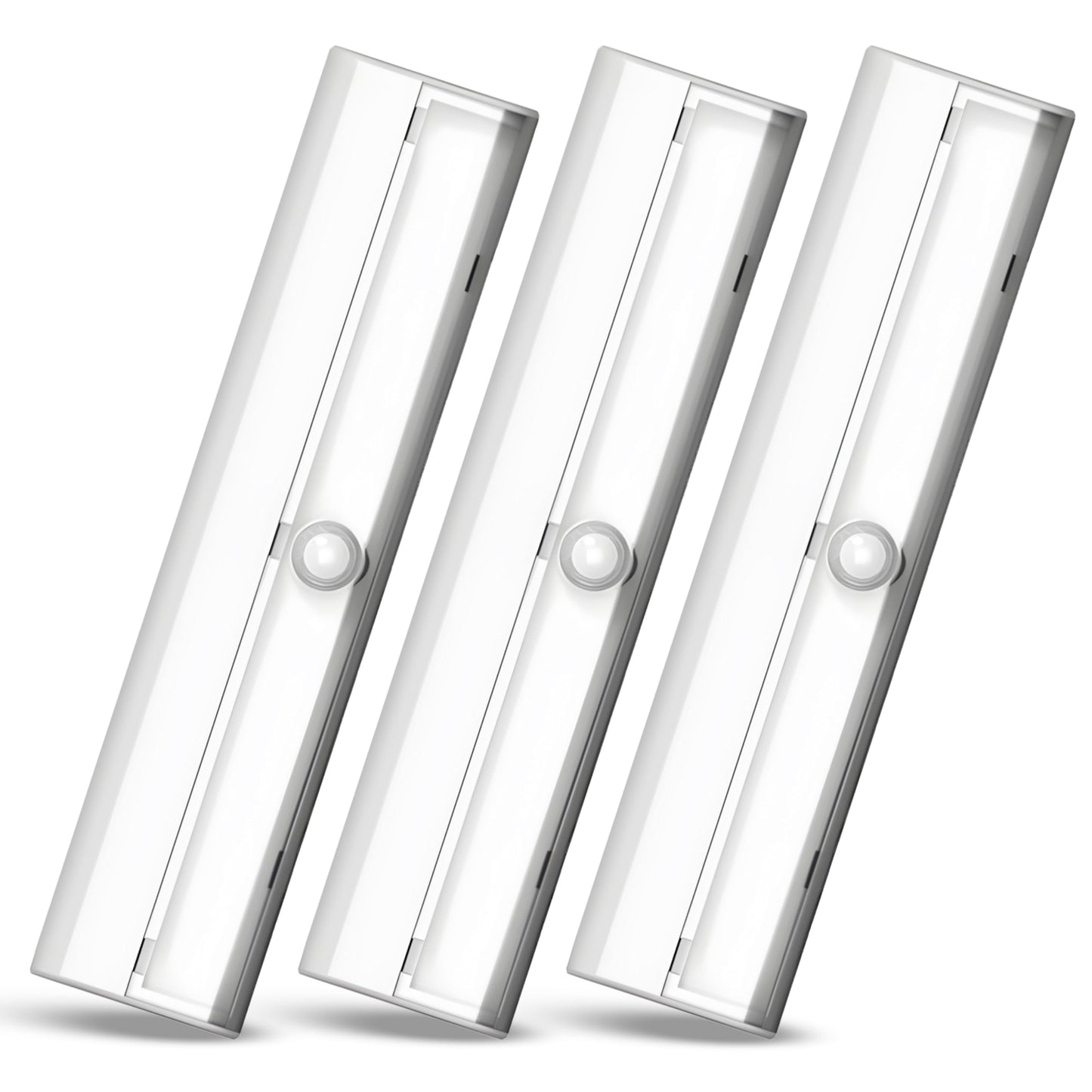 Brilliant Evolution Wireless LED Stair Lights with Motion Sensor - 3-Pack Battery Operated Night Light for Indoor Stairs, Hallways, and Closets - Stick On Motion Lights - 3000K Warm White - 7x2-Inch