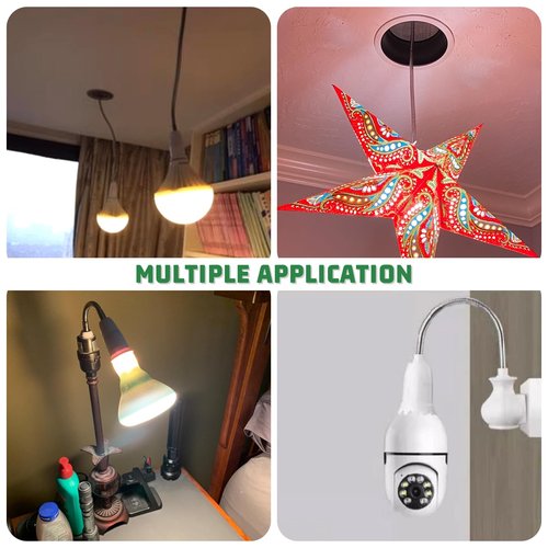 Light Socket Extender Adapter,Flexible Extension Lamp Socket Adapter,Standard Bulb Screw Base Extension Adapter for Lamps Bulb Security Cameras (20cm (7.87"), 2)