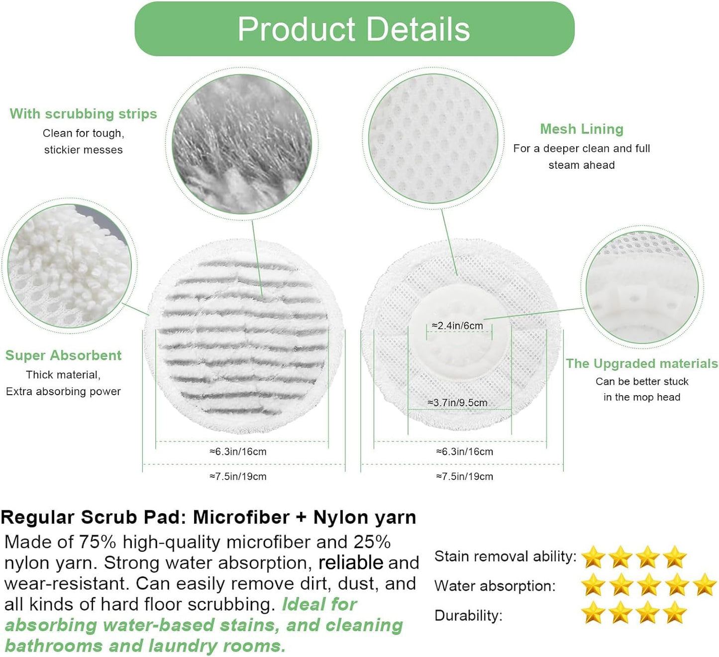 10 Pack S8001 S8201 S7001 S7201 S7005 Steam Mop Replacement Pads For Shark S7000 S7000AMZ S7001TGT S7020 Steam Scrub All-In-One Scrubbing Steam Mop Dirt Grip Soft Scrub Washable Pads. Part XKITP7000