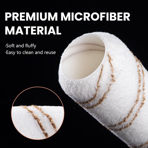 Mister Rui 9 Inch Microfiber Roller Covers 3-Pack, 3/8" Nap Sleeves for Walls & Ceilings, Reusable Paint Rollers for Smooth Finish