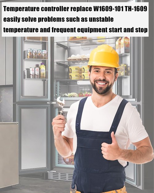 Refrigeration Temperature Bulb Remote Thermostat Controller, Temperature Controller Replace W1609-101 TH-1609, Control from -30 Degrees F to 90 Degrees F, 5 Ft Capillary