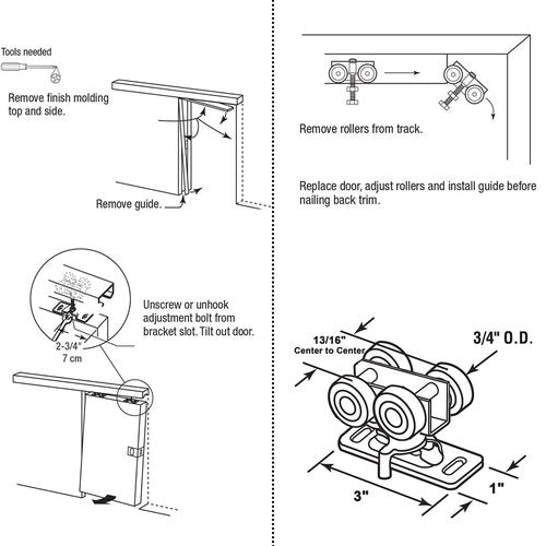 3/4" RV Pocket Door Ball Bearing Hangers Fit Johnson Part #1025, #JR20565 & #H530, Works with 111/118F Series Track, Upgraded Quad Rollers, 13/16" C.T.C, Min. 1" Thick Doors, 2 Pack