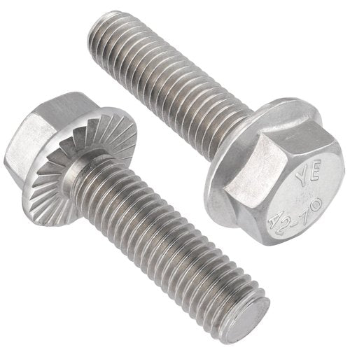 VGBUY M8-1.25 x 25mm Flanged Hex Head Bolts,304 Stainless Steel 18-8,Fully Threaded,Silver External Flange Hex Drive Screws,Pump,Fix Car,DIY Project(23Pcs)