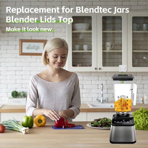 Blender Top Lid Replacement for Blendtec Commercial Compatible with Blendtec Commercial WildSide+ & FourSide Jars Part #40-310 Blender Vented Latching Cover with Center Cap